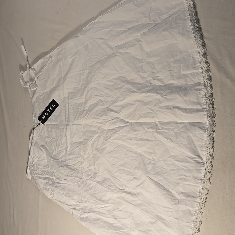 NWT Motel  Rocks Taka Midi Cotton Skirt in Poplin White XS - Picture 4 of 5